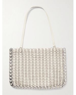 Rabanne Reversible Chainmail-Embellished Leather Shoulder Bag - White