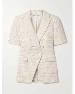 Veronica Beard Atwood Dickey Double-Breasted Cotton-Tweed Blazer - Natural