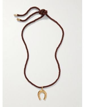 Joolz by Martha Calvo Wish Me Luck-Plated And Silk Cord Necklace - Brown