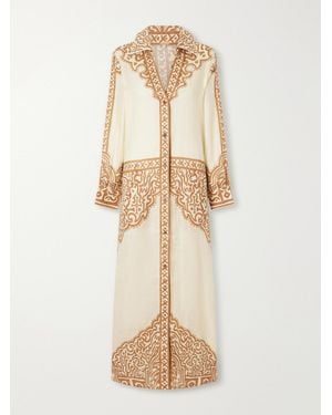 Johanna Ortiz Modern Markings Printed Linen Dress - Natural