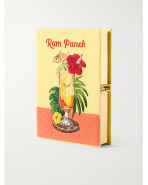 Olympia Le-Tan Rum Punch Appliquéd Embroidered Canvas Clutch - Yellow