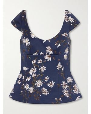 Emilia Wickstead Manolo Blahnik Aubriela Taffeta-Faille Top - Blue