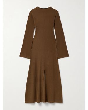 LeKasha Logan Midikleid Aus Geripptem Biokaschmir - Natur