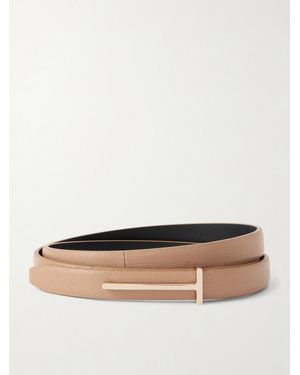 Tom Ford Textured-Leather Belt - Natural