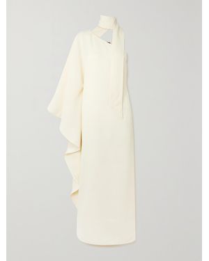 Taller Marmo Net Sustain Ubud One-Shoulder Ruffled Crepe Gown - White