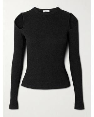 Agolde Pierce Cutout Ribbed Jersey T-Shirt - Black