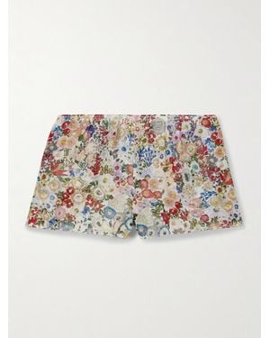 KHAITE Tilly Floral-Print Silk-Chiffon Shorts - Metallic