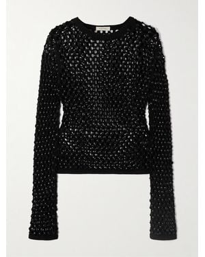 DIOTIMA Enid Crystal-Embellished Crocheted Cotton-Blend Top - Black