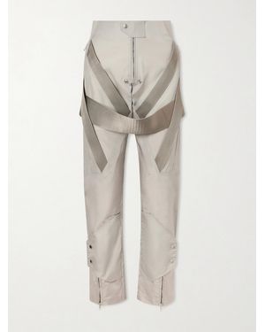 Rick Owens Megastrapped Motopants Belted Shell Straight-Leg Pants - White
