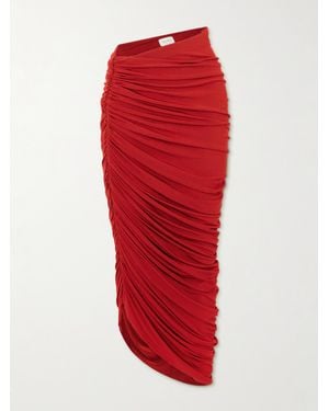 Magda Butrym Asymmetrischer Midirock Aus Jersey Mit Raffungen - Rot
