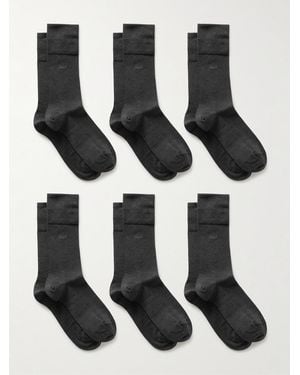 CDLP Set Of Six Intarsia Cotton-Blend Socks - Black