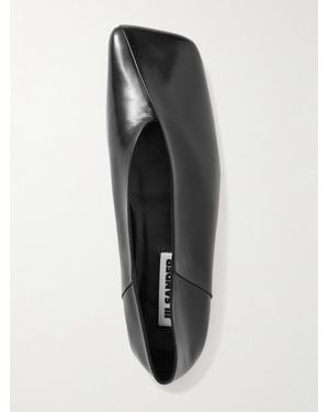 Jil Sander Asymmetric Leather Ballet Flats - Black