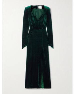 Galvan London Stretch-Velvet Gown - Green