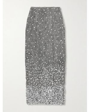 Clio Peppiatt Midas Embellished Stretch-Tulle Maxi Skirt - Gray