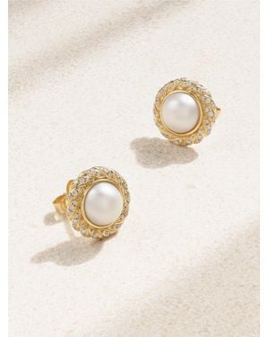 David Yurman Boucles D'Oreilles En Or 18 Carats (750/1000) Et Perles Classics Cable Halo Button - Neutre