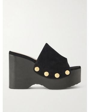 Gianvito Rossi Ardèa 60 Studded Suede Platform Wedge Mules - Black