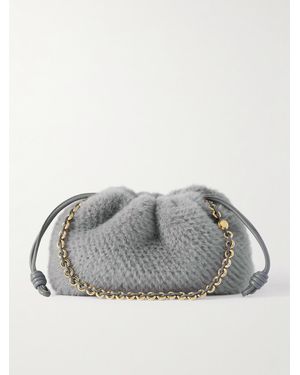Loewe Flamenco Leather-Trimmed Faux Fur Clutch - Grey