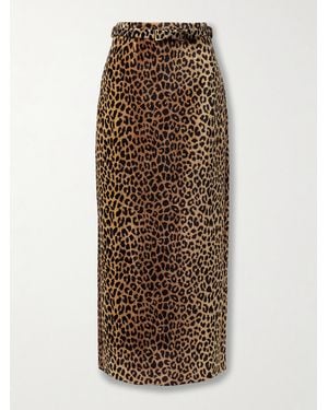 Adam Lippes Levi Belted Leopard-Print Chenille Maxi Skirt - Natural