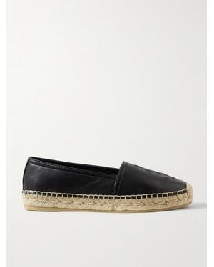 Saint Laurent Espadrilles En Cuir À Logo - Noir