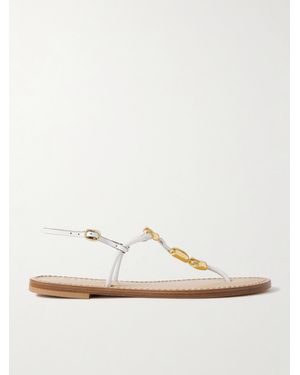 Amanu The Nairobi Embellished Leather Sandals - White