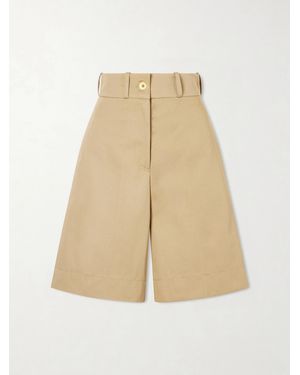 Patou Embroidered Cotton-Twill Shorts - Natural