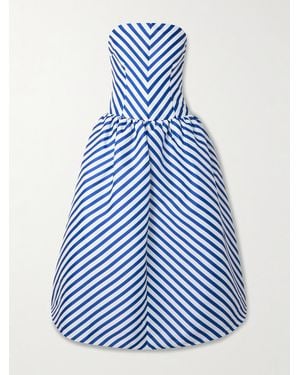 Self-Portrait Stripe Strapless Midi Dress - Blue