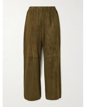 Nour Hammour Pantalon Large En Daim Olan - Vert