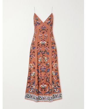 FARM Rio Floral Beauty Tapestry Floral-Print Satin-Twill Maxi Dress - White