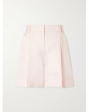 Another Tomorrow Pleated Linen Shorts - Pink