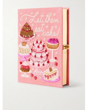 Olympia Le-Tan Let Them Eat Cake! Appliquéd Embroidered Canvas Clutch - Pink