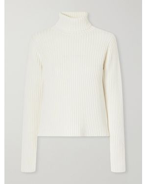 Still Here Miller Ribbed Cotton Turtleneck Jumper - White