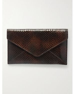 Dries Van Noten Mittelgroße Clutch Aus Leder Mit Schlangeneffekt - Schwarz
