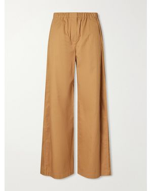 Theory Cotton-Poplin Wide-Leg Pants - Natural
