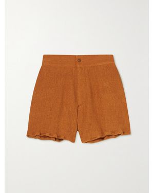 Savannah Morrow Verita Crinkled Silk And Bamboo-Blend Shorts - Brown