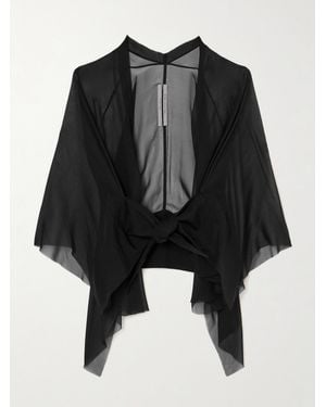Rick Owens Asymmetric Silk-Chiffon Jacket - Black