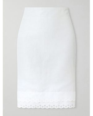 Magda Butrym Lace-Trimmed Cotton And Linen-Blend Mini Skirt - White