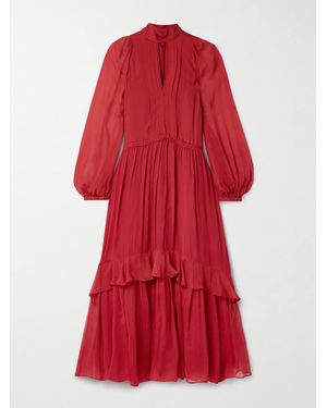La Ligne Midikleid Aus Seidenkrepon Mit Cut-Out Und Raffungen - Rot