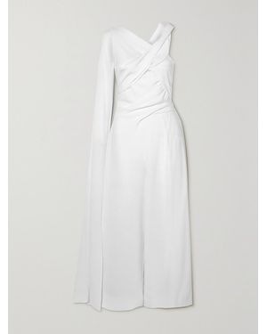 Talbot Runhof Sina Cape-effect Gathered Crepe Jumpsuit - White