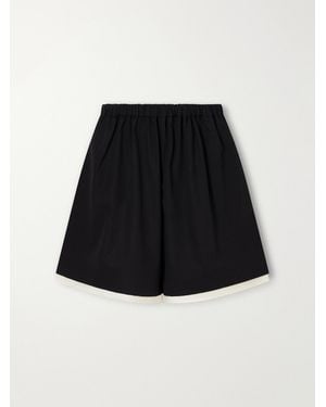 St. Agni Satin-Trimmed Wool-Twill Shorts - Black