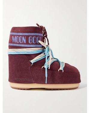 Moon Boot Icon Low Printed Suede Snow Boots - Red