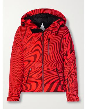 Aztech Mountain Minnie Nuke Hooded Printed Quilted Down Ski Jacket - Red