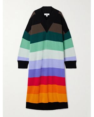Christopher John Rogers Oversized-Midikleid Aus Gestreifter Merinowolle - Mehrfarbig