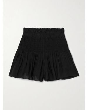 Isabel Marant Maelly Shorts Aus Seidenkrepon Mit Raffungen - Schwarz
