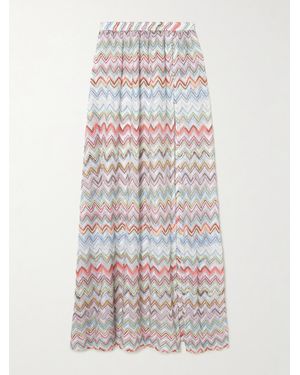 Missoni Striped Metallic Crochet-Knit Maxi Skirt - White