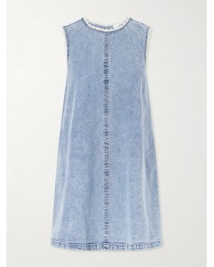 FRAME Crochet Tide Organic Cotton-Blend Mini Dress - Blue