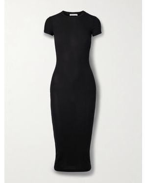 James Perse Midikleid Aus Geripptem Stretch-Baumwoll-Jersey - Schwarz