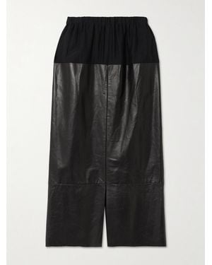 Sharon Wauchob Laure Panelled Silk-Jersey And Leather Midi Skirt - Black