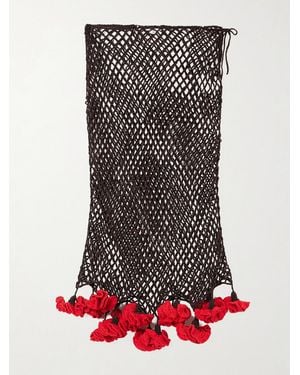 Alaïa Embellished Crocheted Midi Skirt - Brown