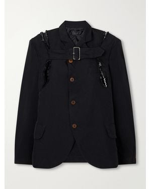 Comme des Garçons Buckled Deconstructed Canvas Blazer - Black