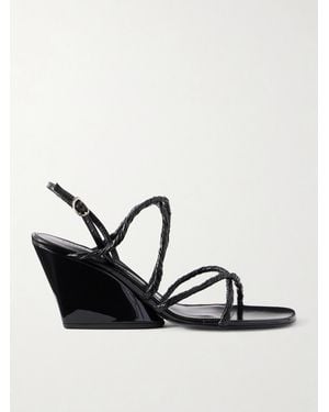 Proenza Schouler Twist Slant Leather Wedge Sandals - Black